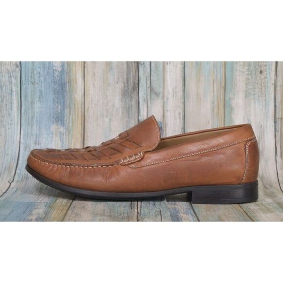 Johnston & Murphy Cresswell Men\'s Size 9 Weave Woven Brown Leather Loafers NICE main image 8